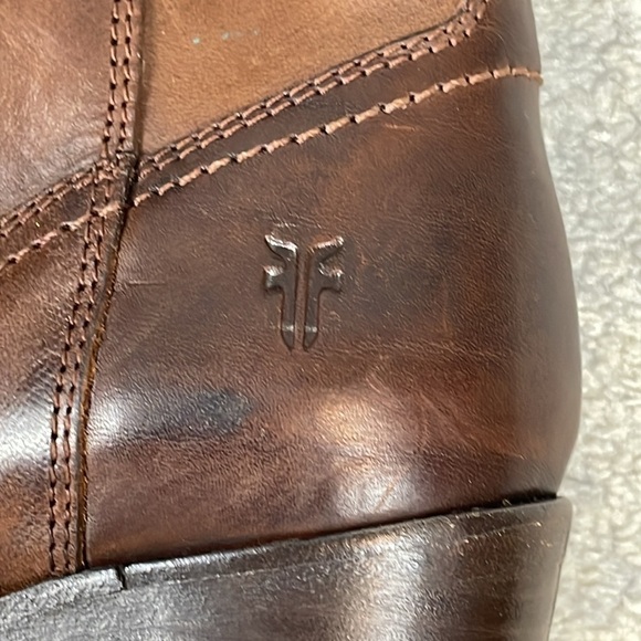 Frye Kendall Distressed Over The Knee Riding Boots Brown Leather Heeled Sz 5.5 - Picture 4 of 16